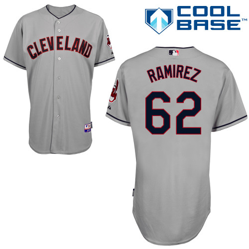Jose Ramirez #62 MLB Jersey-Cleveland Indians Men's Authentic Road Gray Cool Base Baseball Jersey